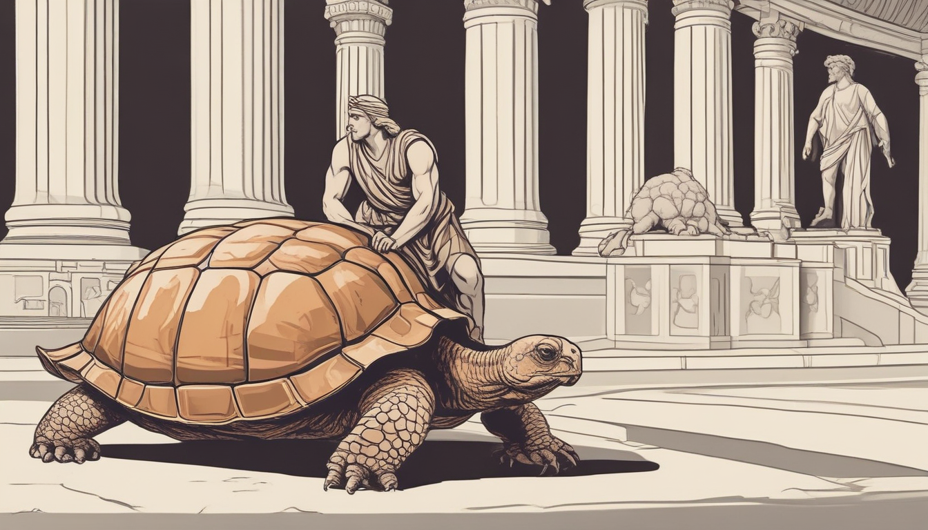 Illustration du paradoxe de Zénon avec Achille et la tortue
